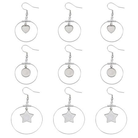 Unicraftale Stainless Steel Dangle Earrings, Star, Stainless Steel Color, 24pcs/box