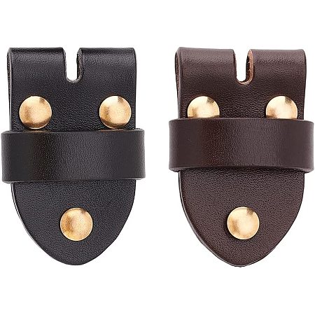 FINGERINSPIRE 2 Pcs Men's Pin Buckle Head 2.6x1.8x0.8 inch Black & Brown Retro Belt Buckle with Brass Screw Rivets Leather Belt Replacement Link Buckle Belt Head for DIY Leather Craft Sewing
