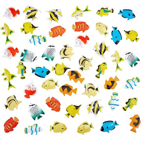 NBEADS 48 Pcs Artificial Tropical Fish, Tropical Fish Party Favors Miniature Tropical Fish Ornament Plastic Assorted Sea Animals for Fish Tank