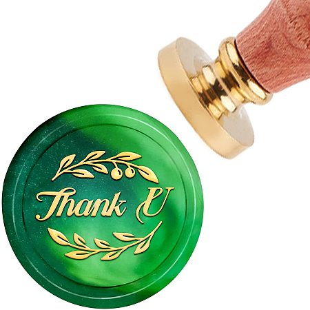 CRASPIRE Wax Seal Stamp Thank U Vintage Sealing Wax Stamps Words 30mm Removable Brass Head Sealing Stamp with Wooden Handle for Halloween Wedding Invitations Christmas Xmas Party Gift Wrap