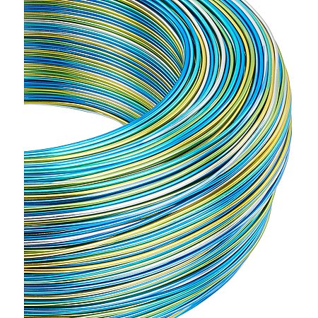 BENECREAT Multicolor Jewelry Craft Aluminum Wire (18 Gauge, 656 Feet) Bendable Metal Wire for Jewelry Beading Craft Project - Silver, Blue, Green