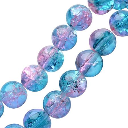 NBEADS 20 Strands(About 100pcs/strand) 8mm Dodger Blue Spray Painted Crackle Glass Beads Round Split Tiny Loose Beads for Bracelet Jewelry Making