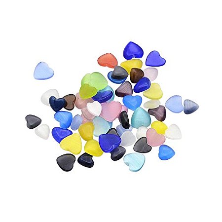 ARRICRAFT 1 Bag (About 200g) Mixed Heart Cat Eye Cabochons for Jewelry Making, 6~8x6~8x2~2.5mm