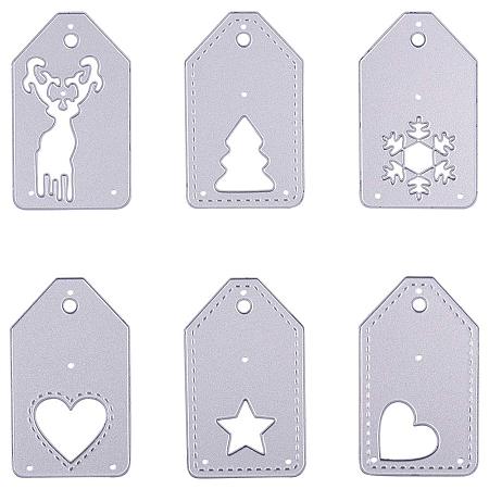 BENECREAT 6PCS Metal Cutting Dies Carbon Steel Frame Embossing Stencils Template Mold for DIY Scrapbooking Album Paper Card Decor Craft, Christmas Style