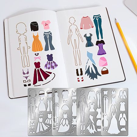 FINGERINSPIRE 4 Pcs Clothing Theme Cutting Dies Stencil Metal Template Molds, Letter Note Stainless Steel Embossing Tool Die Cuts for Card Making Scrapbooking DIY Etched Dies Decoration
