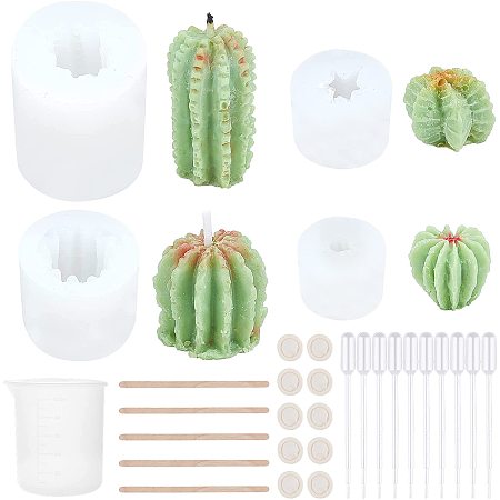 GORGECRAFT 4PCS Succulent Cactus Silicone Mould Plants Cacti Candles Handmade Soap Cake Fondant Chocolate Candy Moulds for Party Wedding Cake Decorating