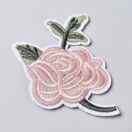 Honeyhandy Computerized Embroidery Cloth Iron on/Sew on Patches, Costume Accessories, Appliques, Rose Shape, Colorful, 59x70x1.8mm