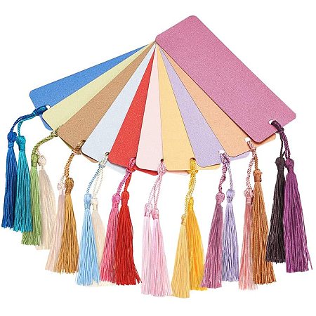 PandaHall 40pcs 10 Colors Kraft Paper Bookmarks Blank Cards with 80pcs 20 Colors Tassels for DIY Book Markers Gift Tag Crafts Making Decoration