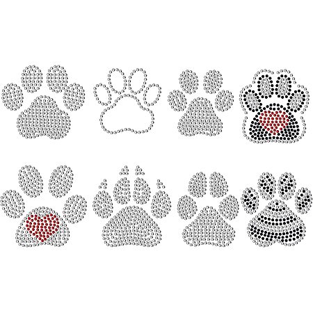 SUPERDANT Dog Paw Rhinestone Iron on Transfers Bling Patch Cat Paw Clear Crystal Rhinestone Template for Clothes Bags Pants Animal Paw DIY Transfer Iron On Decals for T Shirts Hoodie Sweatshirt