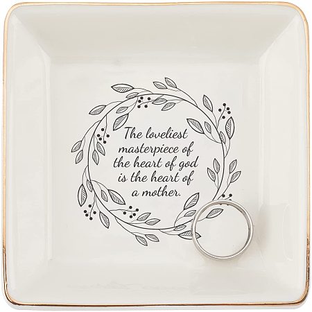 SUPERDANT Porcelain Ring Holder Jewelry Tray Mother Theme Jewelry Dish Jewelry Organizer Key Bowl Trinket Dish for Rings Necklaces Storage, Women Gift, 4.1