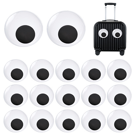 PandaHall Elite 12Pcs Black & White Wiggle Googly Eyes Cabochons, with Label Paster on Back, DIY Scrapbooking Crafts Toy Accessories, White, 70.5x10mm