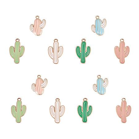 PandaHall Elite 36pcs 6 Color Cactus Charms Pendant Tropical Summer Desert Plant Enamel Dangle Charms Beads for Necklace Bracelet Earrings DIY Jewelry Making