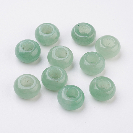 Natural Green Aventurine European Beads, Large Hole Beads, Rondelle, 14x8mm, Hole: 6mm