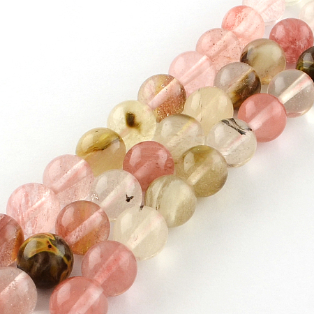 Honeyhandy Tigerskin Glass Round Bead Strands, 6mm, Hole: 1mm, about 62pcs/strand, 15.7 inch