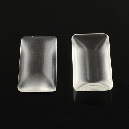 NBEADS 100 Pcs Transparent Rectangle Glass Cabochons, Clear, 38x19x6.5mm