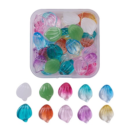 Nbeads Glass Charms, Petal/Shell, Mixed Color, 15x12x4mm, Hole: 1mm, 50pcs/box