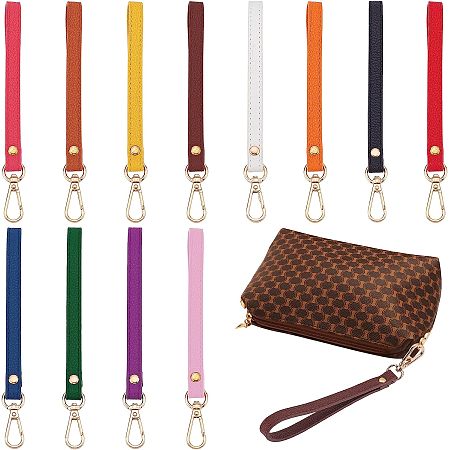 CHGCRAFT 12Pcs 12Colors PU Leather Wrist Strap Key chains Colorful Leather Wrist Strap Hand Wrist Lanyard with Light Gold Plated Alloy Swivel Clasps for Key Wallet USB Mobile Phone