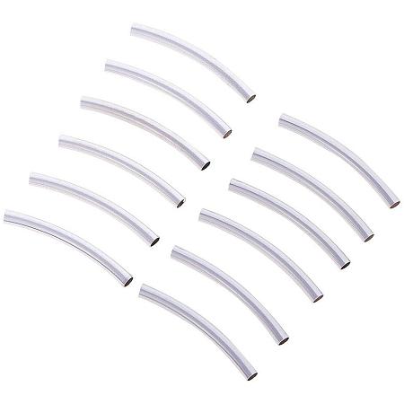 PandaHall Elite 200pcs 30mm Curved Noodle Tube Spacer Beads Silver Sleek Twist Curved Long Tube Beads for DIY Jewelry Making, 2.5mm Hole