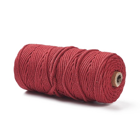 Cotton String Threads for Crafts Knitting Making, Cerise, 3mm, about 109.36 Yards(100m)/Roll