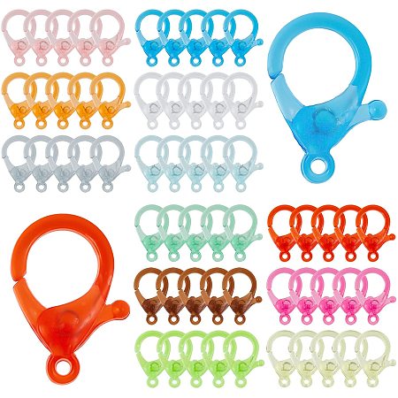 PandaHall Elite 120pcs Plastic Lobster Clasp Cute Lanyard Snap Clip Hooks 12 Colors Chain Clasp Fasteners for Jewelry Making, Keychain, DIY Crafts, Eyeglass Chain