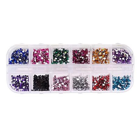 ARRICRAFT 1 Box 10000 Pcs/Box Half Round 1.5mm Acrylic Rhinestone Flatback Round Cabochons for Nails Phone Decorations Crafts Makeup Clothes Shoes, Mixed Colors