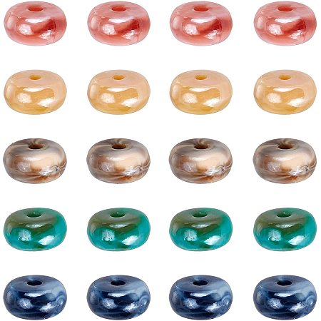 NBEADS 100 Pcs Large Hole Acrylic Spacer Beads, 14.5mm Rondelle Imitation Gemstone Plastic Beads Donut Charm Beads for Jewelry Making, Hole: 2.5mm