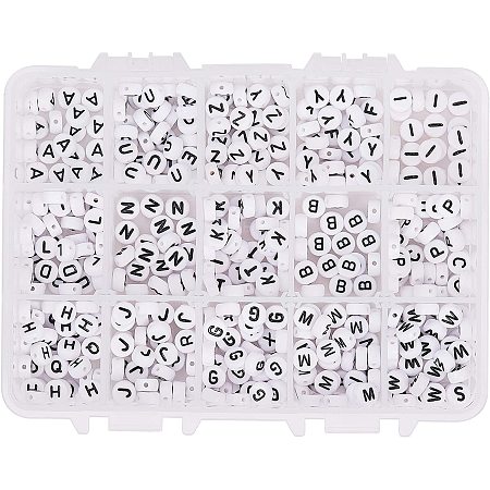 Arricraft A-Z Alphabet Letter Beads, 520pcs White Acrylic Alphabet Beads with for Valentines Friendship Bracelets Necklaces Making
