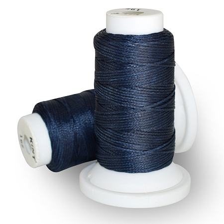 Honeyhandy Flat Waxed Polyester Cord, for Leather Sewing Stitching, Prussian Blue, 0.8mm, about 54.68 yards(50m)/roll