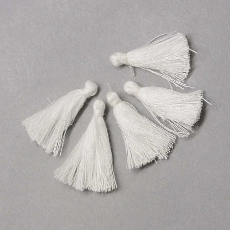 Honeyhandy Handmade Polycotton(Polyester Cotton) Tassel Decorations, Pendant Decorations, White, 29~35mm