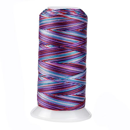 Honeyhandy Segment Dyed Round Polyester Sewing Thread, for Hand & Machine Sewing, Tassel Embroidery, Purple, 3-Ply 0.2mm, about 1000m/roll