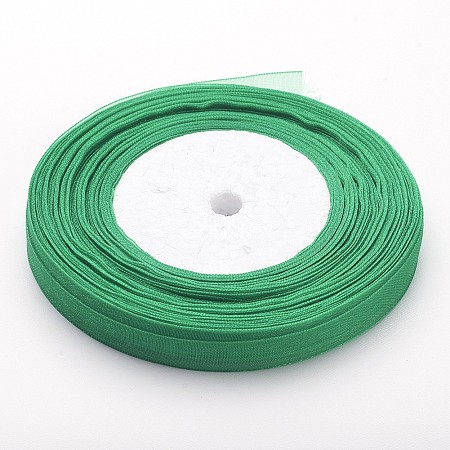 Honeyhandy Organza Ribbon, Green, 3/8 inch(10mm), 50yards/roll(45.72m/roll), 10rolls/group, 500yards/group(457.2m/group)