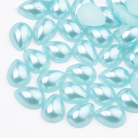 ABS Plastic Imitation Pearl Cabochons, Teardrop, Pale Turquoise, 8x5x2.5mm