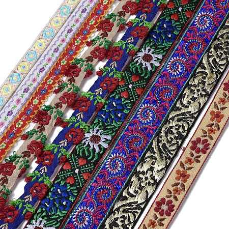 Polyester Floral Ribbon, Garment Accessories, Mixed Color, 3/8~3/4 inch(10~20mm), about 1 yard/strand