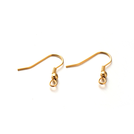 Honeyhandy 304 Stainless Steel Earring Hooks, Ear Wire, with Horizontal Loop, Golden, 19~20x18~24mm, Hole: 2mm, 21 Gauge, Pin: 0.7mm