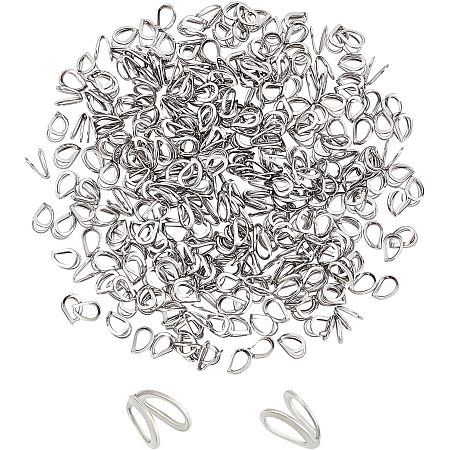 UNICRAFTALE About 300pcs Teardrop Pinch Clip Stainless Steel Pendant Bails Clasp Dangle Charm Bead Pendant for Pendant Necklace Jewelry Making
