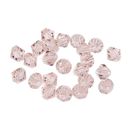 ARRICRAFT 50pcs Imitation Austrian Crystal Glass Beads Faceted Round Bicone Clear Grade AAA Beads for Jewelry Craft Making 6mm Hole: 1mm Flamingo Color
