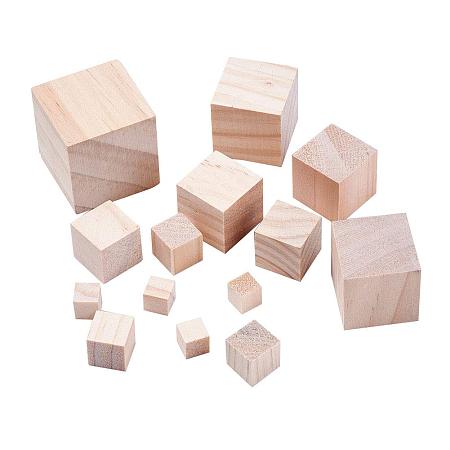 ArriCraft Wood Beads, No Hole, Cube, BlanchedAlmond, 10-40x10-40x10-40mm