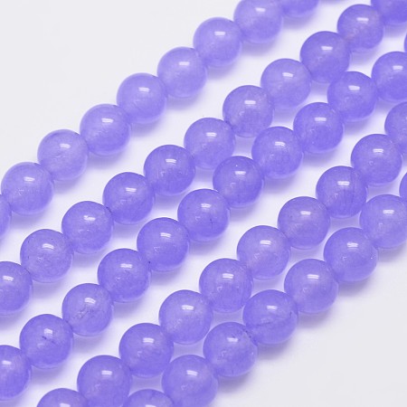 Honeyhandy Natural & Dyed Malaysia Jade Bead Strands, Round, Medium Purple, 8mm, Hole: 1.0mm, about 48pcs/strand, 15 inch