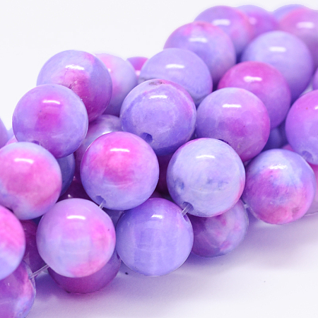 Honeyhandy Natural Persian Jade Beads Strands, Dyed, Round, Medium Orchid, 8mm, Hole: 1.2~1.5mm, about 50pcs/strand, 16 inch