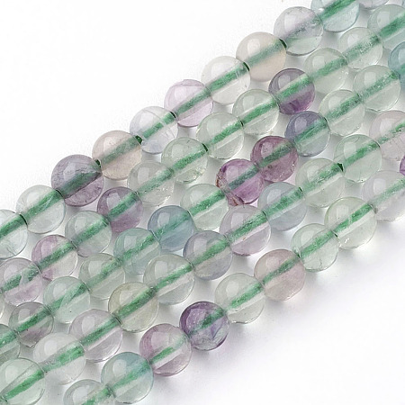 Natural Fluorite Beads Strands, Grade A, Round, 4mm, Hole: 1mm, hole: 1mm, about 92pcs/strand, 15.7 inch