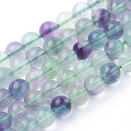 Honeyhandy Natural Fluorite Beads Strands, Grade A, Round, 6mm, Hole: 1mm, about 67pcs/strand, 15.7 inch