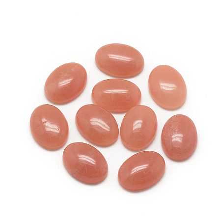 Honeyhandy Natural White Jade Cabochons, Dyed, Oval, Coral, 18x13x5mm