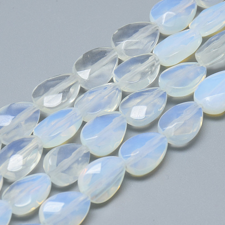 Honeyhandy Opalite Bead Strands, Faceted, teardrop, 11x8x4~5mm, Hole: 1mm, about 18pcs/strand, 7.8 inch