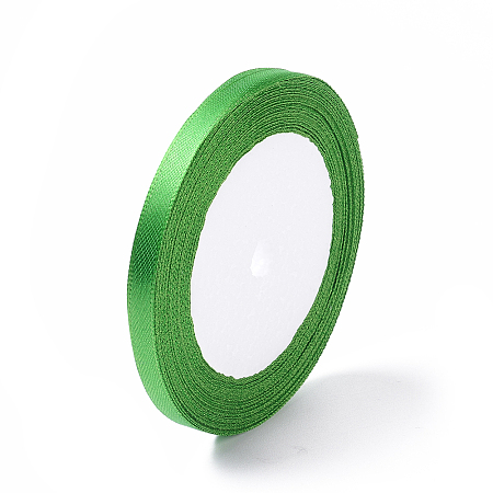 Honeyhandy 1/4 inch(6mm) Green Satin Ribbon for Hairbow DIY Party Decoration, 25yards/roll(22.86m/roll)