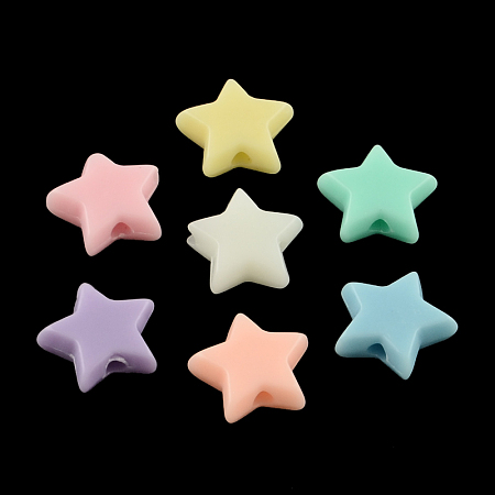 Arricraft Opaque Acrylic Beads, Star, Mixed Color, 10x10x4mm, Hole: 2mm