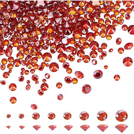 PandaHall Elite Red Cubic Zirconia Stone, 1600pcs 8 Sizes 0.8~2.5mm Grade A Faceted CZ Diamante Rhinestone Gems with Pointed Back Cabochons for Ring Earring Bracelet Nail Art Jewelry Making Wedding Decor