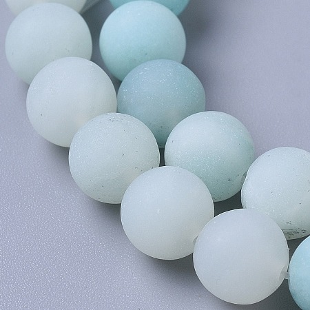 Arricraft Natural Amazonite Beads Strands, Grade A, Frosted, Round, 8mm, Hole: 0.8mm, about 47pcs/strand, 14.96 inches~15.07 inches(38~38.3cm)