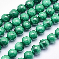 ARRICRAFT Natural Malachite Beads Strands, Round, 8mm, Hole: 1mm, about 49pcs/strand, 15.5 inches(39.5cm)