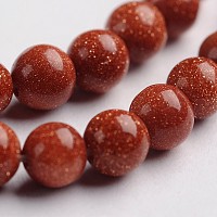 Arricraft Synthetic Goldstone Bead Strands, Round, 4mm, hole: 1mm, about 100pcs/strand, 14.9 inches