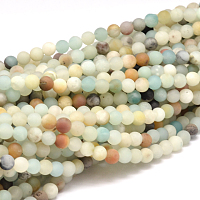 Arricraft Natural Amazonite Beads Strands, Frosted, Round, 6mm, Hole: 1mm, about 63pcs/strand, 15.5 inches(39.5cm)